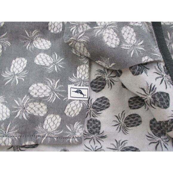 Tommy Bahama Positano Pineapple Shirt Mens Medium Hawaiian Graphite Gray Cotton - Picture 8 of 16